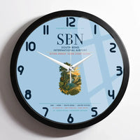 Thumbnail for South Bend International Airport (SBN) design on light blue framed wall clock