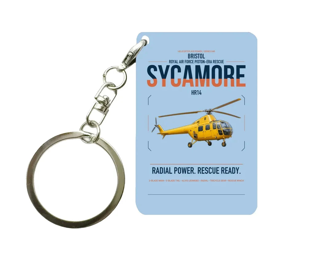 Bristol Sycamore HR14 design on light blue designed key chain, double-side print