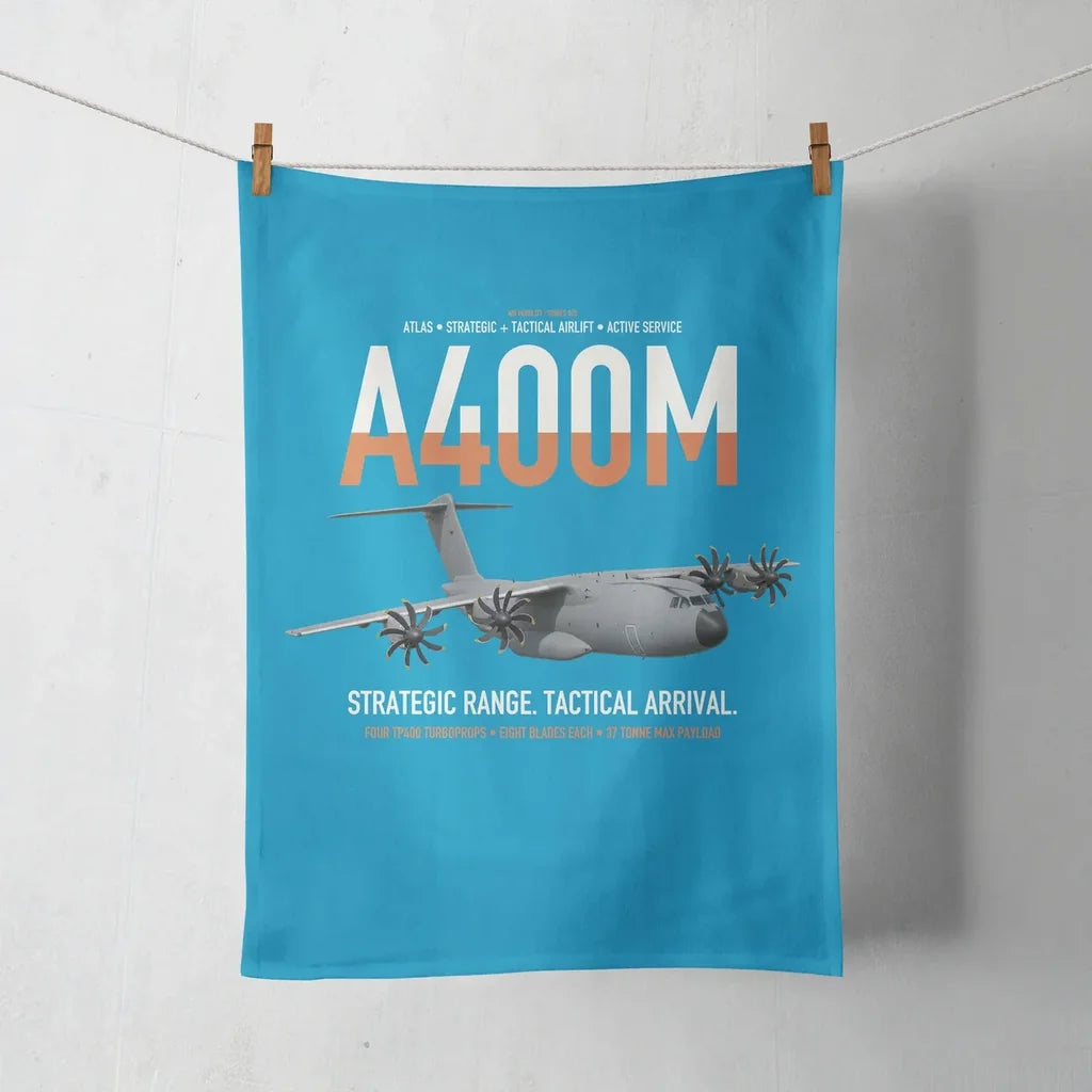Airbus A400M Atlas design on turquoise towel