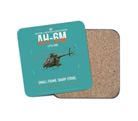 Thumbnail for MD AH-6M Little Bird design on turquoise 1 piece coaster