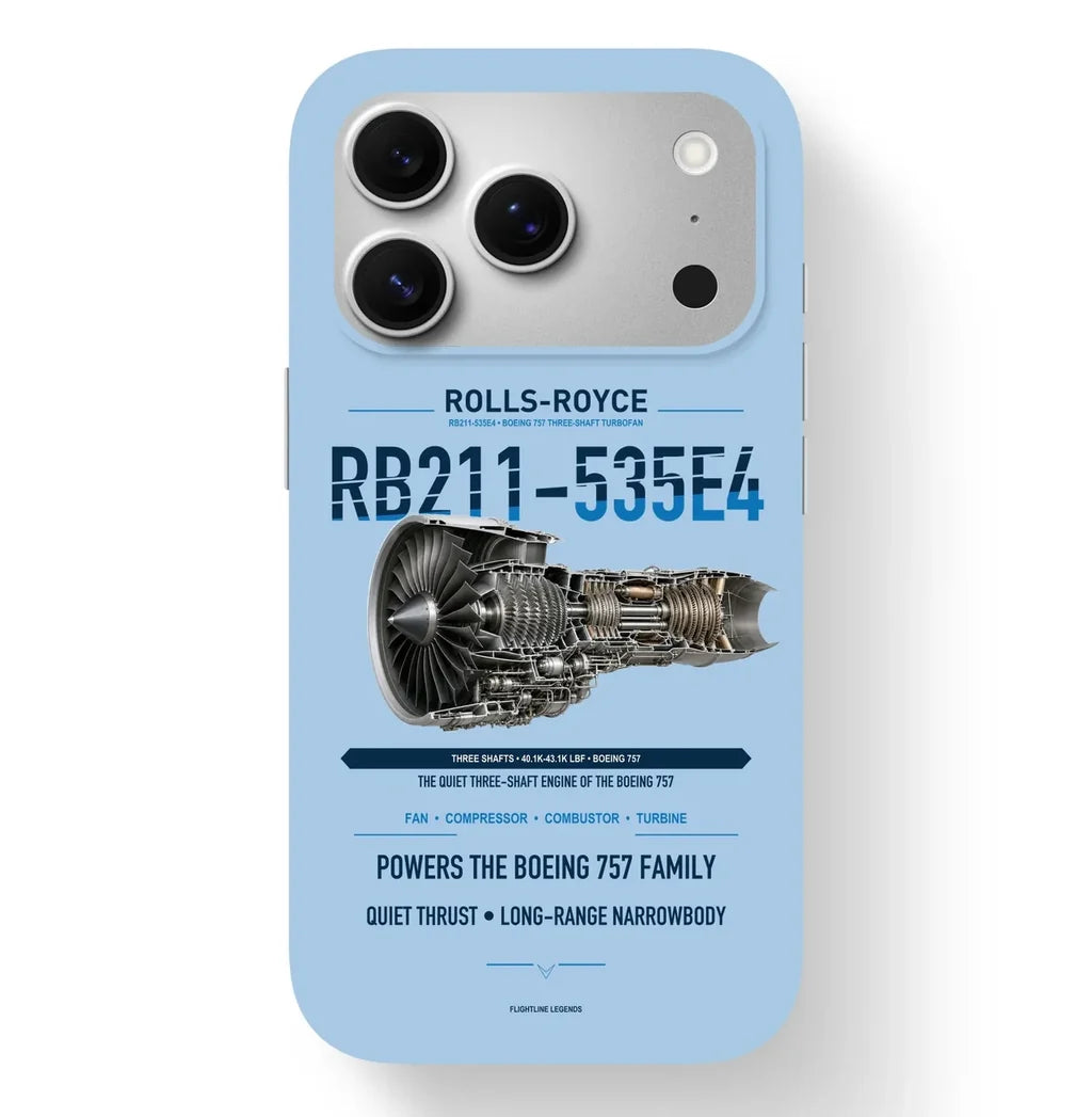 RB211-535E4 Case design on light blue iphone case