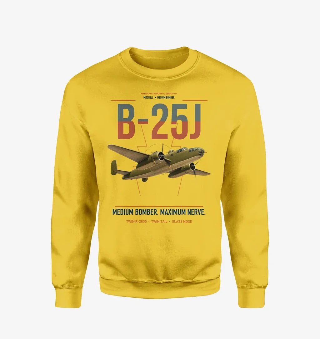 B-25J Mitchell design on yellow sweatshirt