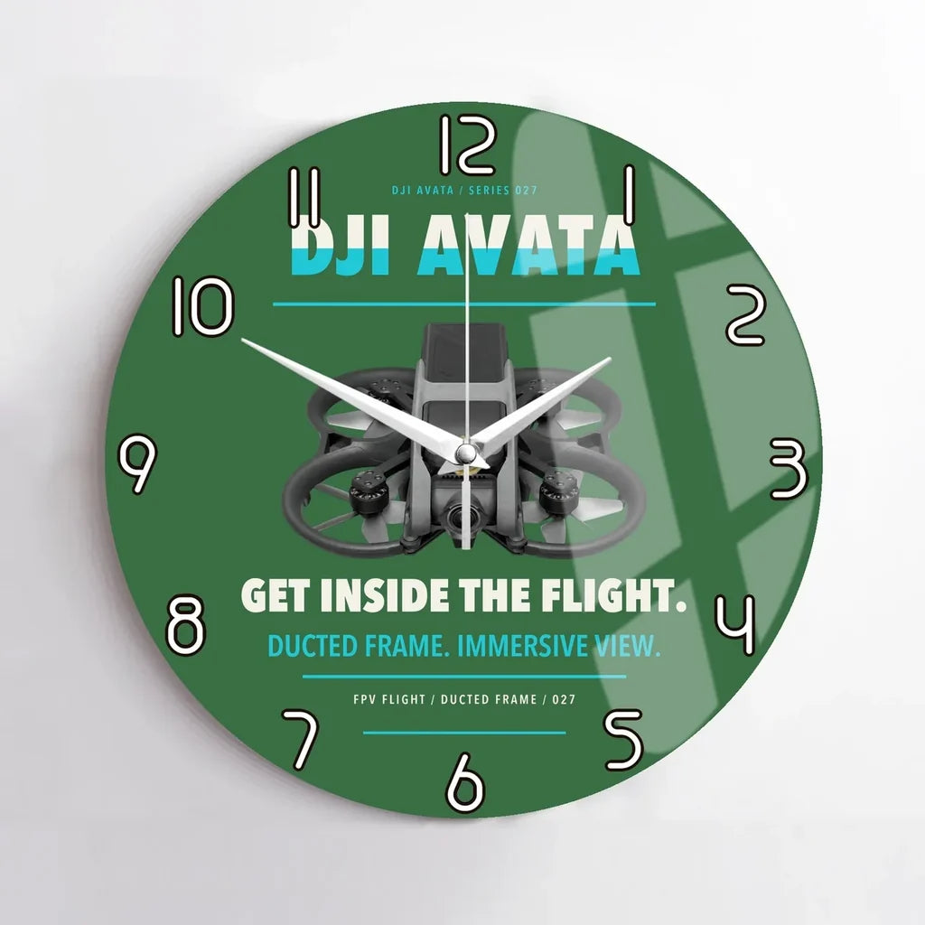 DJI Avata design on green no frame wall clock