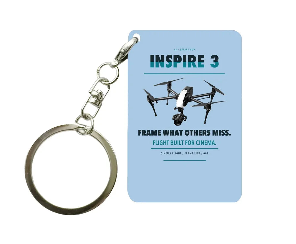DJI Inspire 3 Key Chain design on light blue key chain