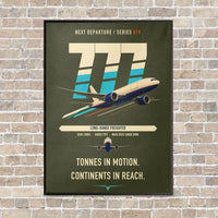 Thumbnail for Boeing 777F vertical canvas print - framed - green army background