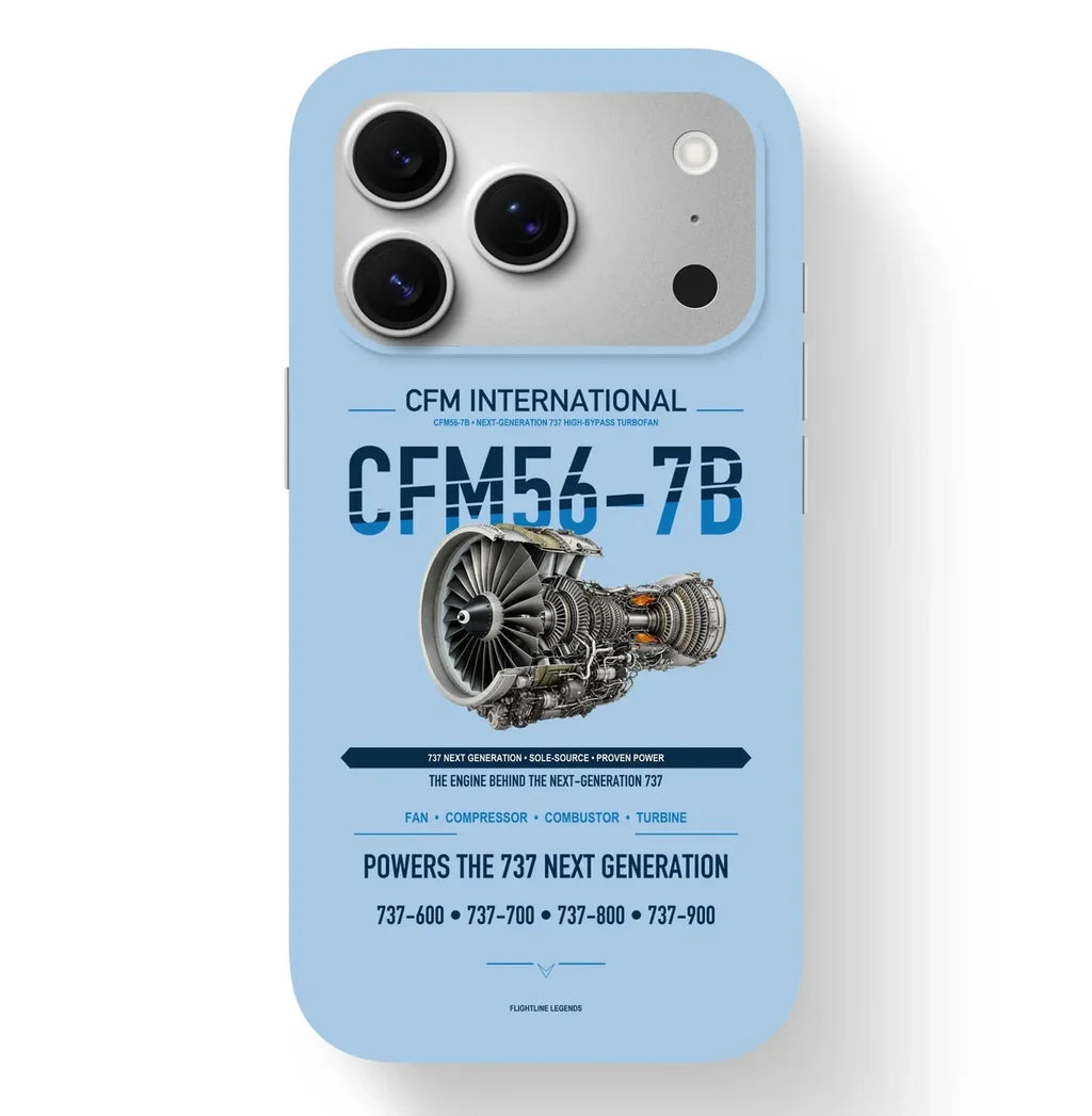 CFM56-7B Case design on light blue iphone case