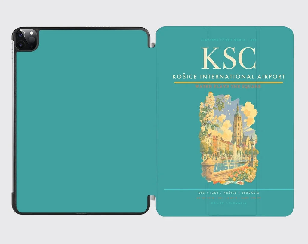 Košice International Airport (KSC) design on turquoise ipad tablet case