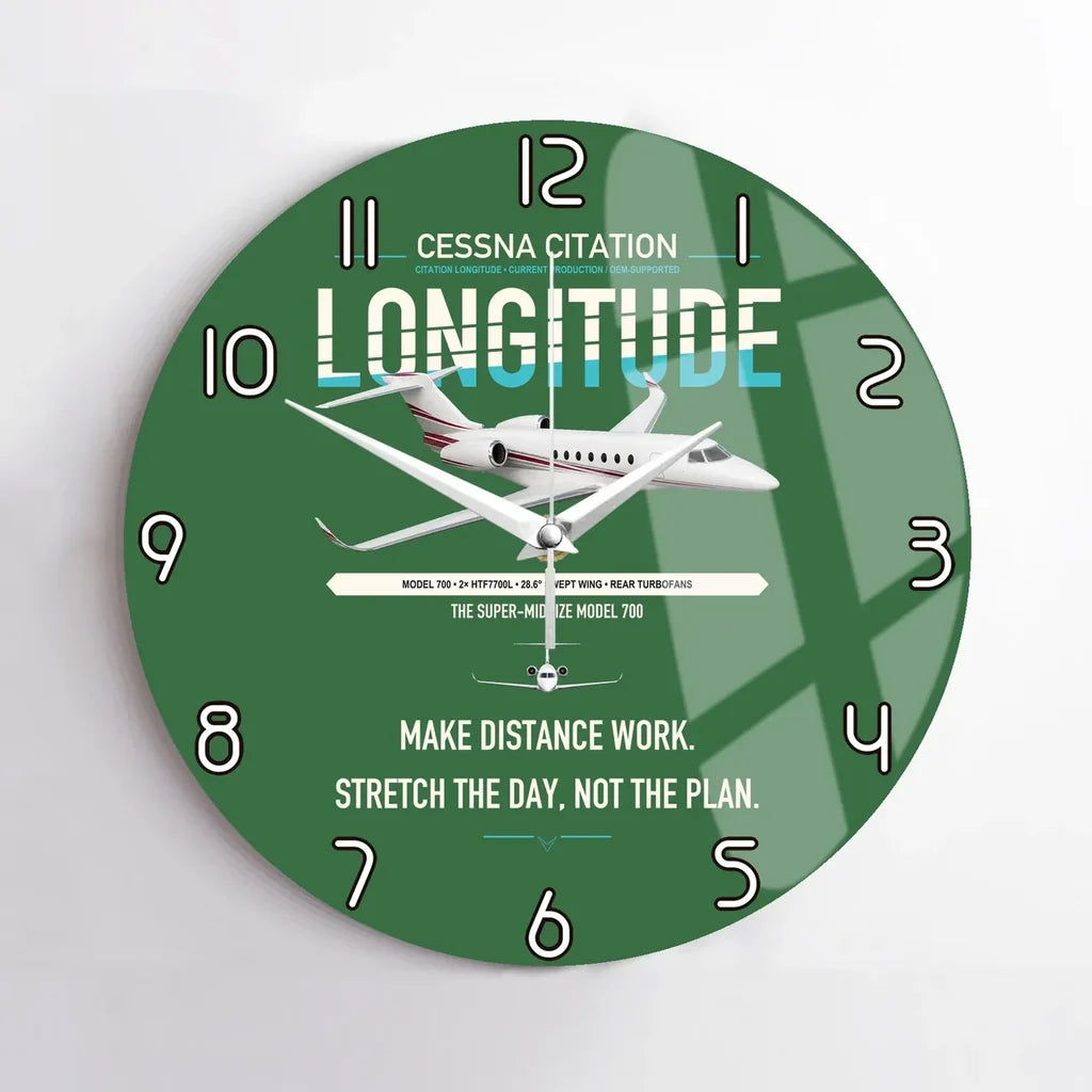Cessna Citation Longitude design on green no frame wall clock
