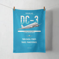 Thumbnail for Douglas DC-3 design on turquoise towel