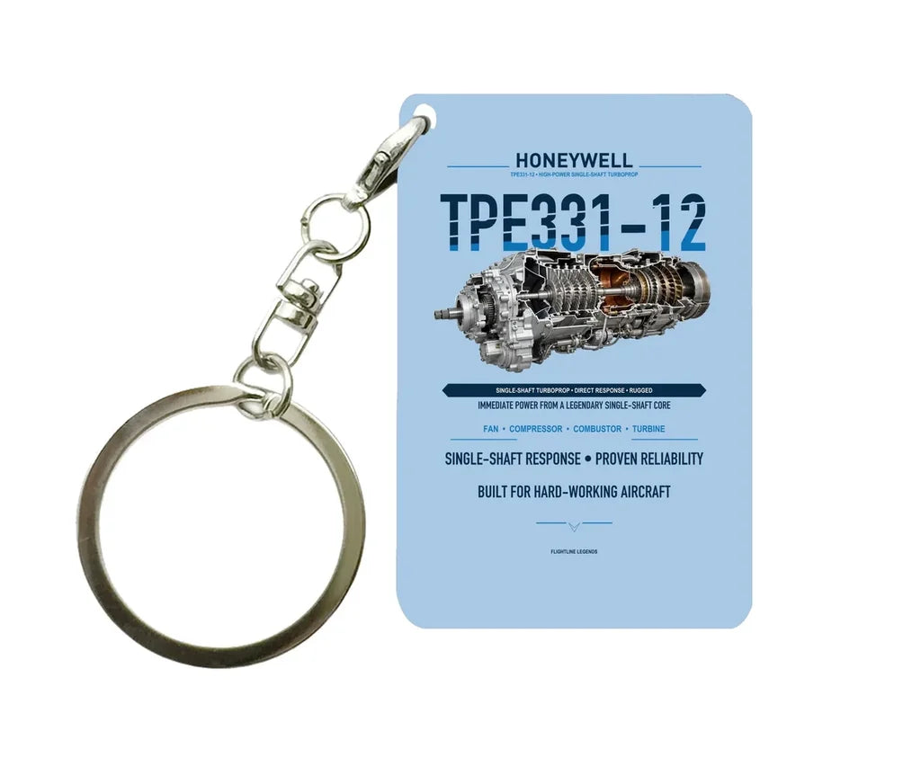 TPE331-12 Key Chain design on light blue key chain