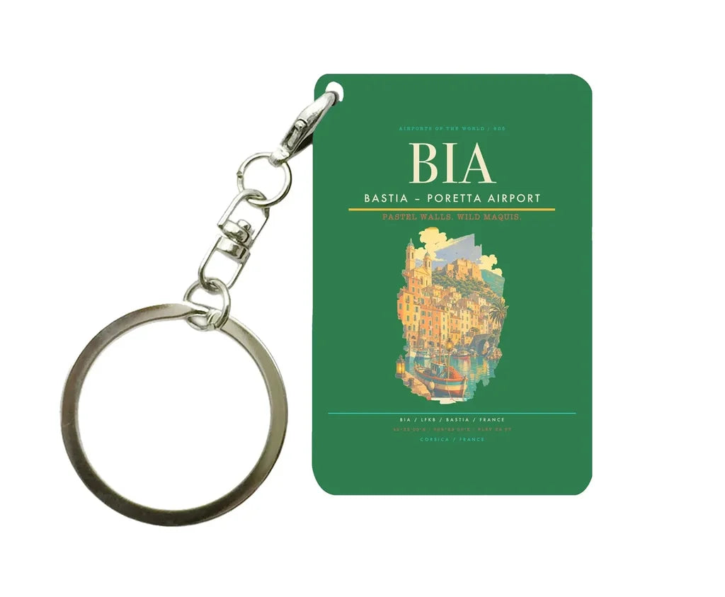Bastia – Poretta Airport (BIA) design on green key chain