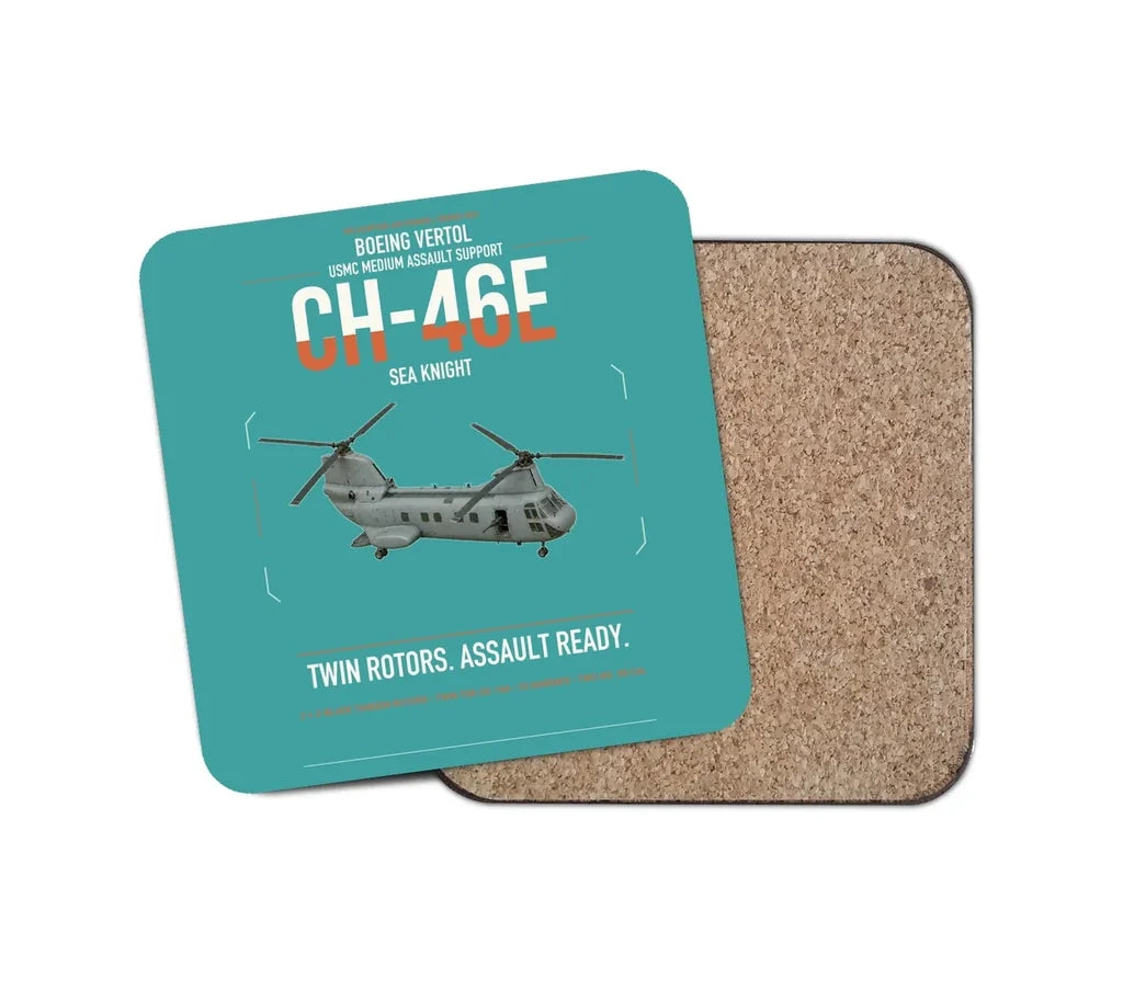 Boeing Vertol CH-46E Sea Knight design on turquoise 1 piece coaster