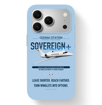 Thumbnail for Cessna Citation Sovereign+ design on light blue magsafe iphone case, for iPhone 17 Pro