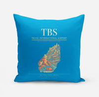 Thumbnail for Tbilisi International Airport (TBS) design on turquoise pillow