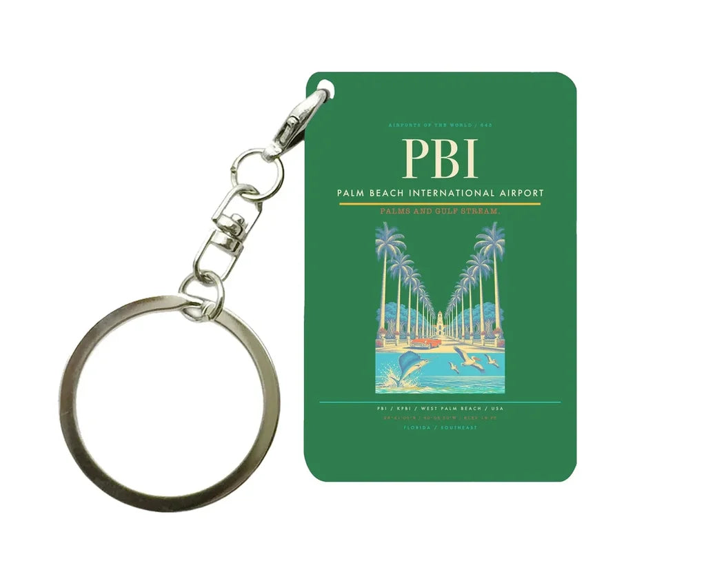 Palm Beach International Airport (PBI) design on green key chain