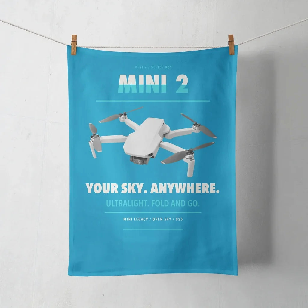 DJI Mini 2 design on turquoise towel