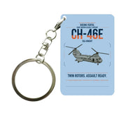 Thumbnail for Boeing Vertol CH-46E Sea Knight design on light blue designed key chain, double-side print
