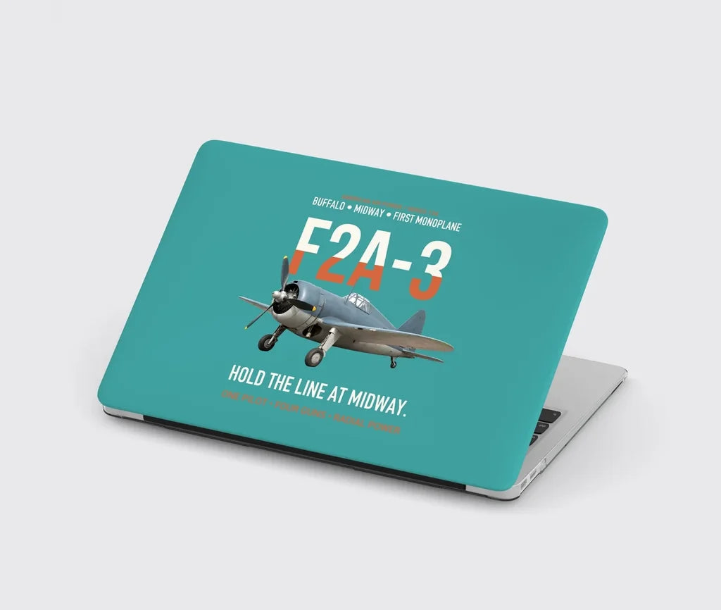 F2A-3 Buffalo Hold the Line at Midway design on turquoise MacBook case