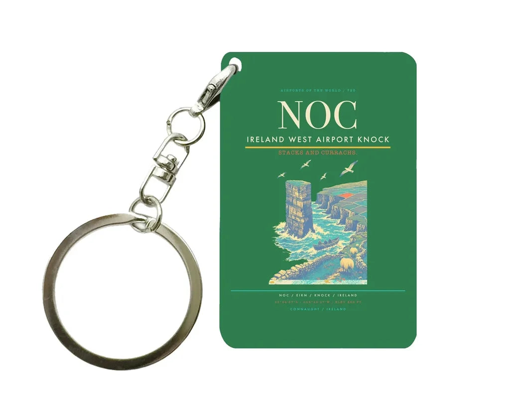 Ireland West Airport Knock (NOC) design on green key chain