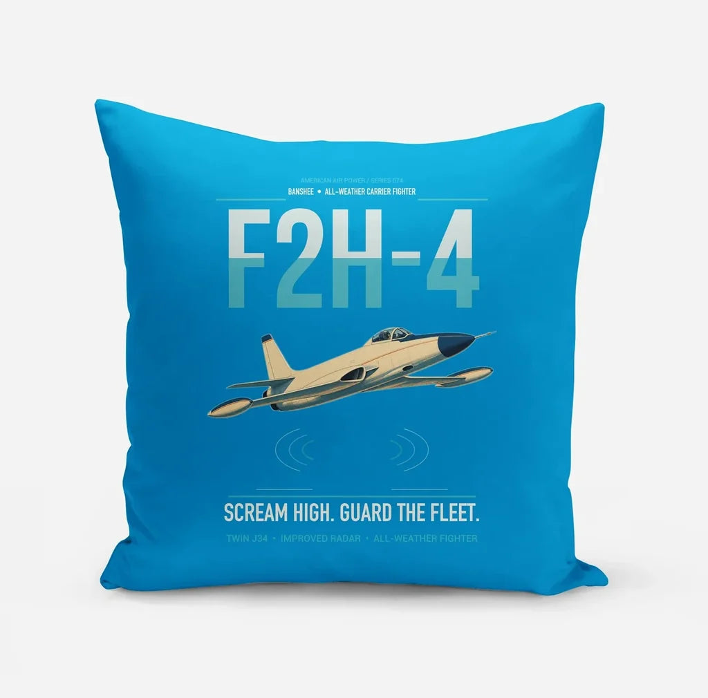 F2H-4 Banshee design on turquoise pillow