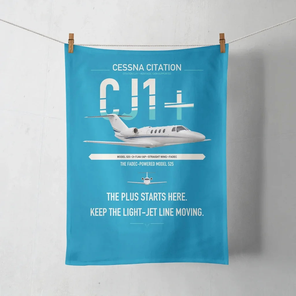 Cessna Citation CJ1+ design on turquoise towel