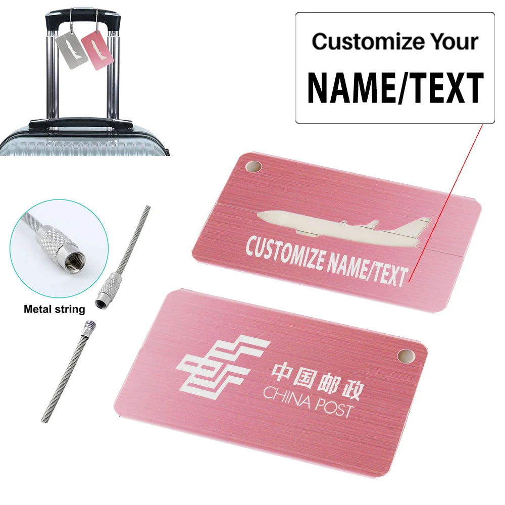 China Postal Airlines Aluminum Airplane Luggage tag, Purple+ NAME