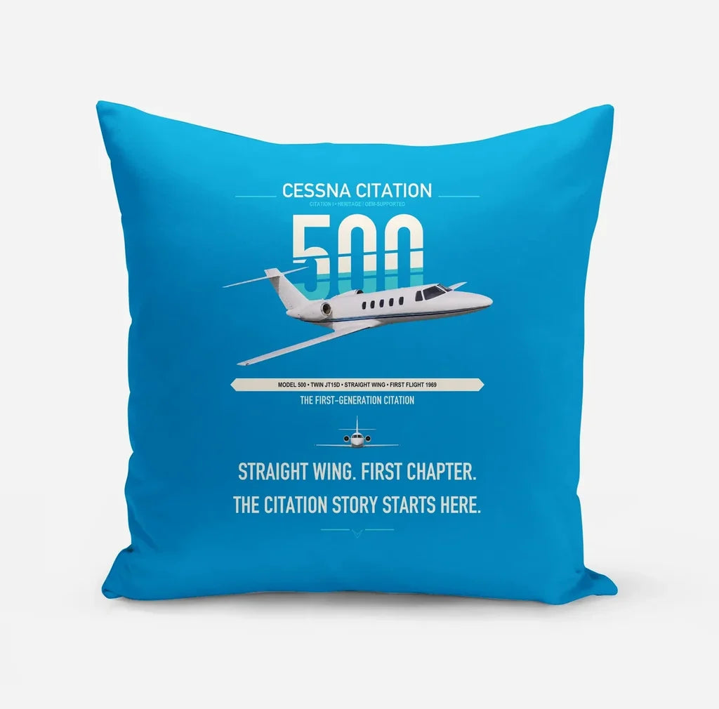 Cessna Citation 500 - Citation I design on turquoise pillow