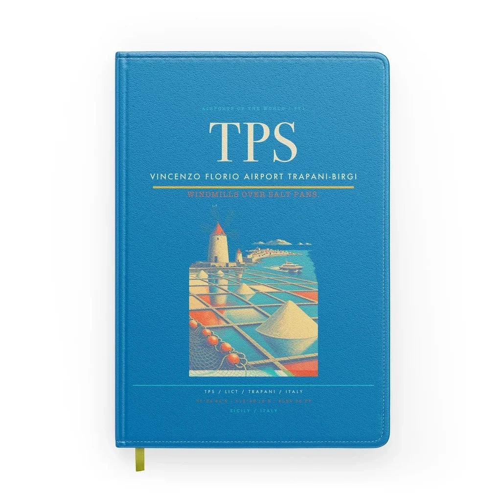 Vincenzo Florio Airport Trapani-Birgi (TPS) design on turquoise notebook