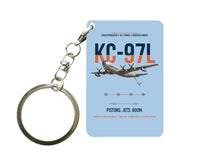 Thumbnail for KC-97L STRATOFREIGHTER design on light blue designed key chain, double-side print