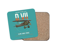 Thumbnail for Fokker D.VII design on turquoise 1 piece coaster