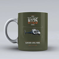 Thumbnail for Airbus H125 design on green army ceramic mug, double-side print