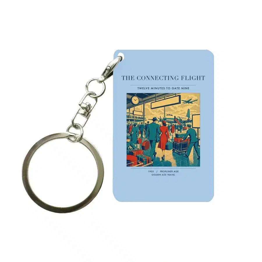VINTAGE G4088 - The Connecting Flight - Designed Key Chain design on lightblue