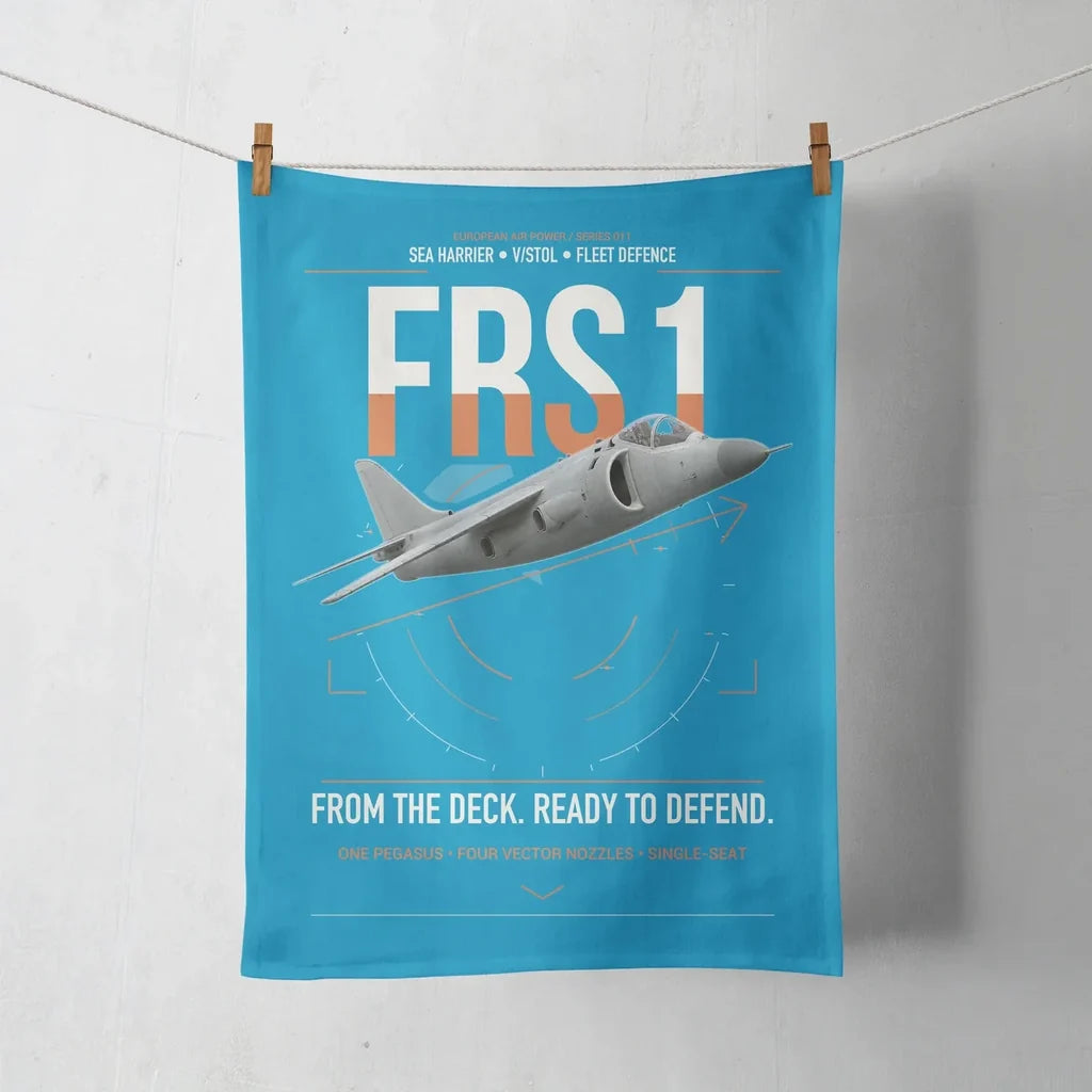 British Aerospace Sea Harrier FRS.1 design on turquoise towel