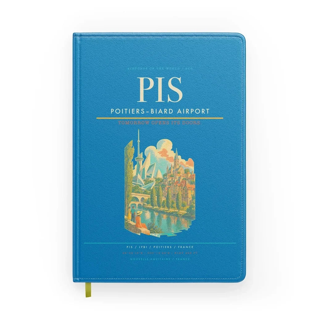 Poitiers–Biard Airport (PIS) design on turquoise notebook