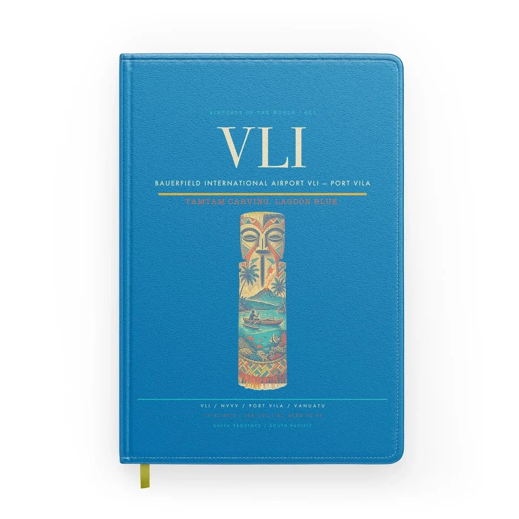 Bauerfield International Airport (VLI) design on turquoise notebook