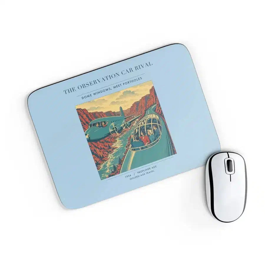 VINTAGE G4493 - The Observation Car Rival - Designed Mouse Pads design on lightblue rectangle