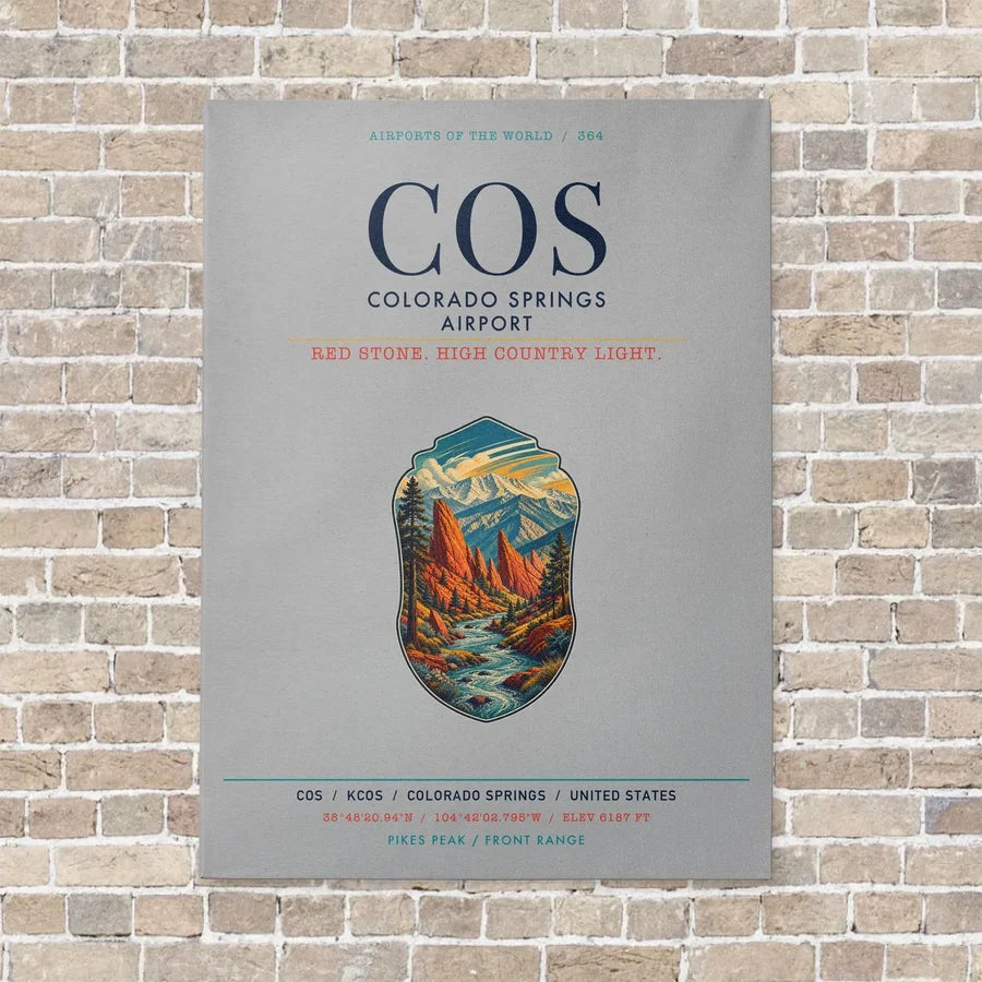 Colorado Springs Airport COS vertical canvas print - no frame - light gray background