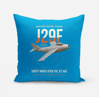 Thumbnail for Saab J 29F Tunnan design on turquoise pillow