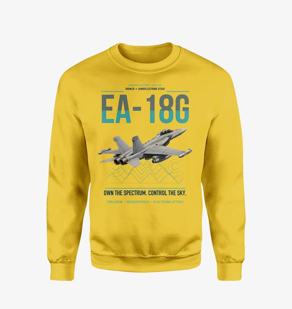 EA-18G Growler design on yellow sweatshirt