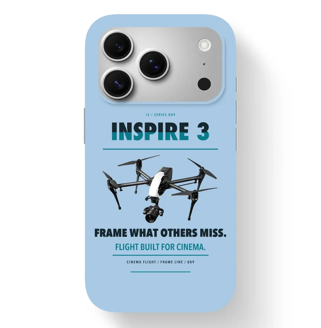 DJI Inspire 3 Case design on light blue iphone case