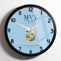 Thumbnail for Martha's Vineyard Airport (MVY) design on light blue framed wall clock