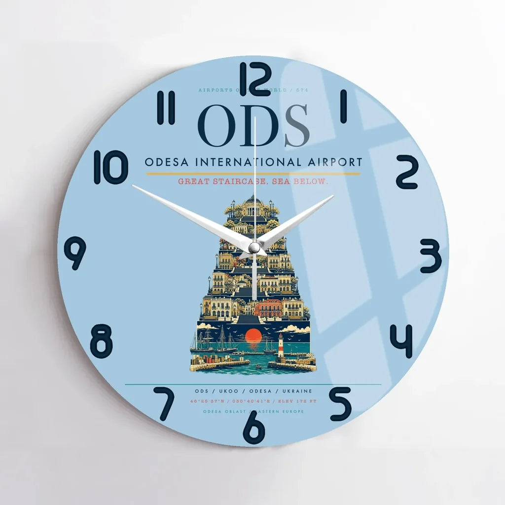 Odesa International Airport ODS Wall-Clock No-Frame - Light Blue