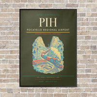 Thumbnail for Pocatello Regional Airport PIH vertical canvas print - framed - green army background