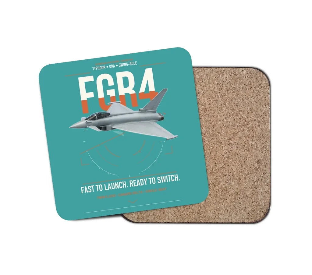 Eurofighter Typhoon FGR4 design on turquoise 1 piece coaster