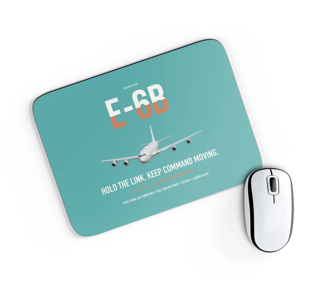 E-6B Mercury design on turquoise rectangle mouse pad