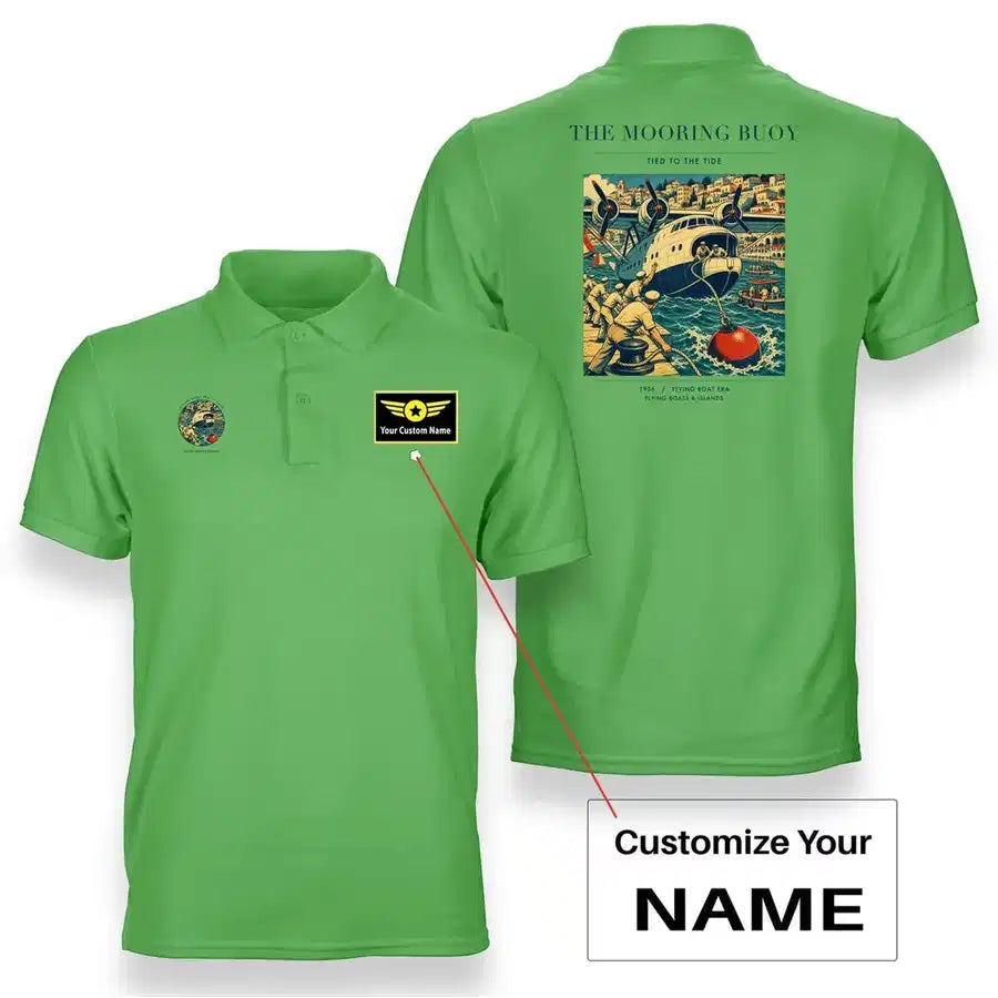 VINTAGE G4183 - The Mooring Buoy - Double-Side Polo T-Shirt design on lightgreen+name