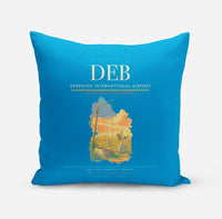 Thumbnail for Debrecen International Airport (DEB) design on turquoise pillow