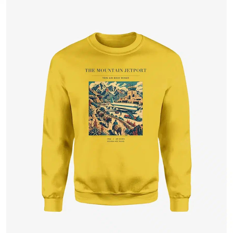 VINTAGE G4123 - The Mountain Jetport - Designed Sweatshirts design on yellow