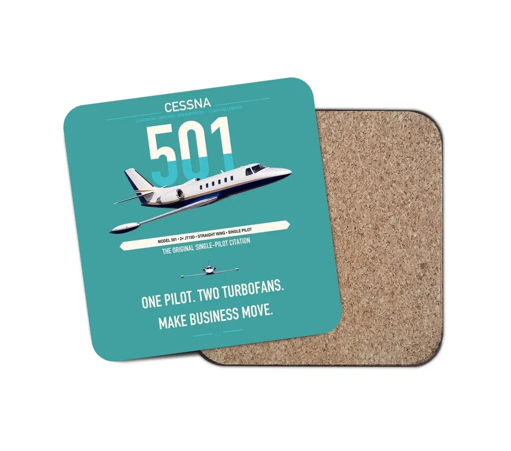 Cessna 501 Citation I SP design on turquoise 1 piece coaster