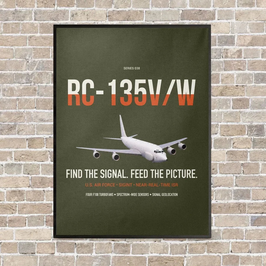 RC-135V W Rivet Joint vertical canvas print - framed - green army background